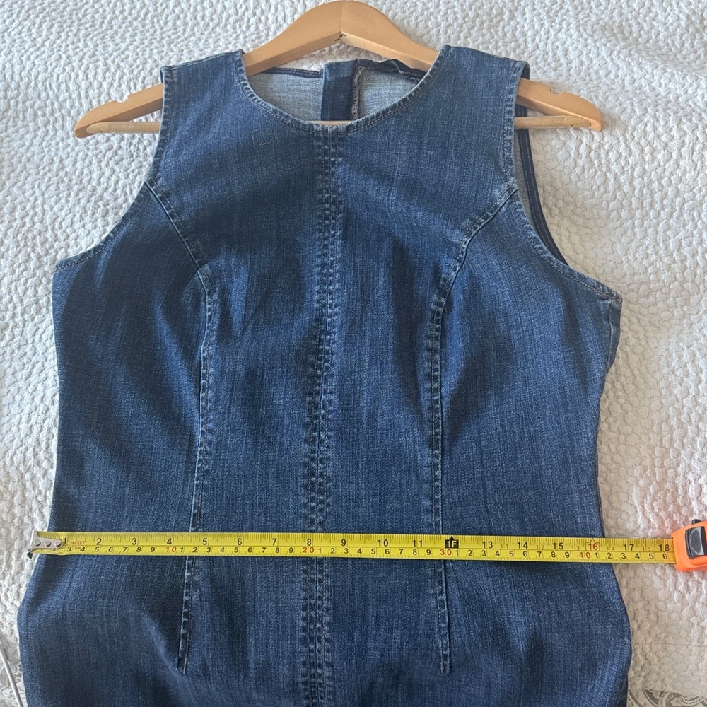 White House Black Market Blue Stretch Denim-Midi Dress- Size 8 - Picture 8 of 8